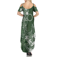 Sage Green Kuki Airani Tapakau Family Matching Summer Maxi Dress and Hawaiian Shirt Tribal Anchor Mix Tiare LT7 - Polynesian Pride