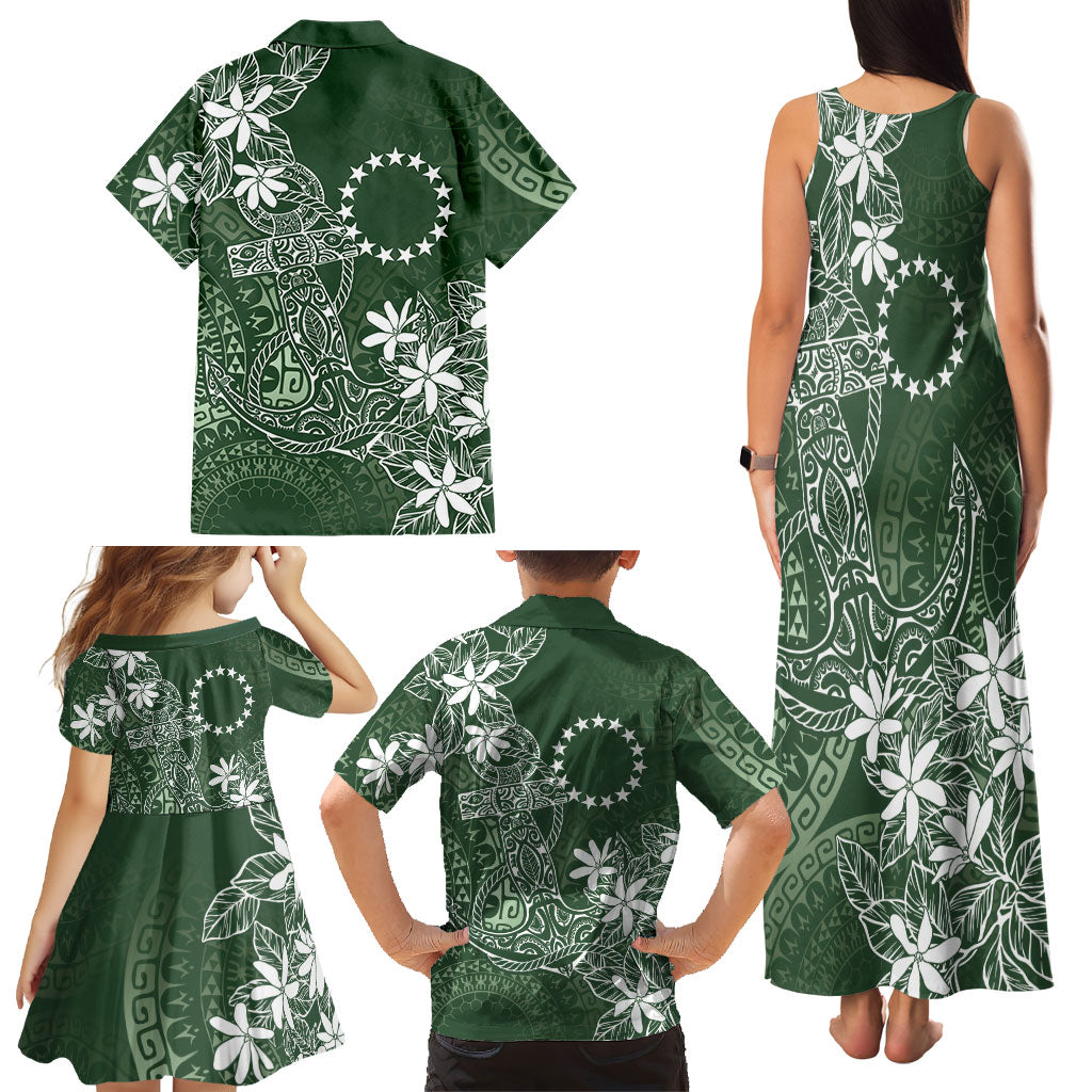 Sage Green Kuki Airani Tapakau Family Matching Tank Maxi Dress and Hawaiian Shirt Tribal Anchor Mix Tiare LT7 - Polynesian Pride