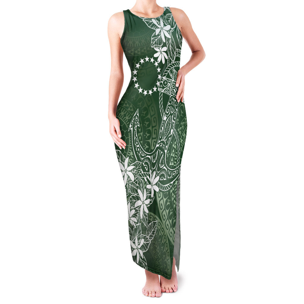 Sage Green Kuki Airani Tapakau Family Matching Tank Maxi Dress and Hawaiian Shirt Tribal Anchor Mix Tiare LT7 Mom's Dress Sage Green - Polynesian Pride