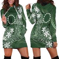 Sage Green Kuki Airani Tapakau Hoodie Dress Tribal Anchor Mix Tiare LT7 - Polynesian Pride