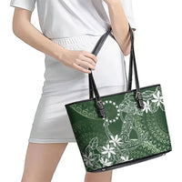 Sage Green Kuki Airani Tapakau Leather Tote Bag Tribal Anchor Mix Tiare