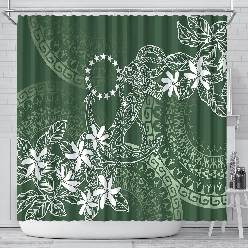 Sage Green Kuki Airani Tapakau Shower Curtain Tribal Anchor Mix Tiare
