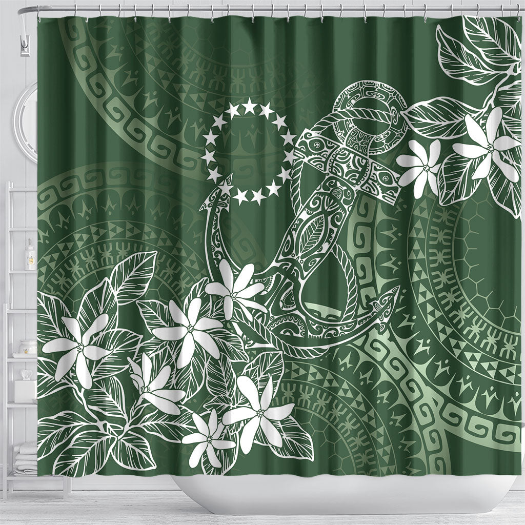Sage Green Kuki Airani Tapakau Shower Curtain Tribal Anchor Mix Tiare