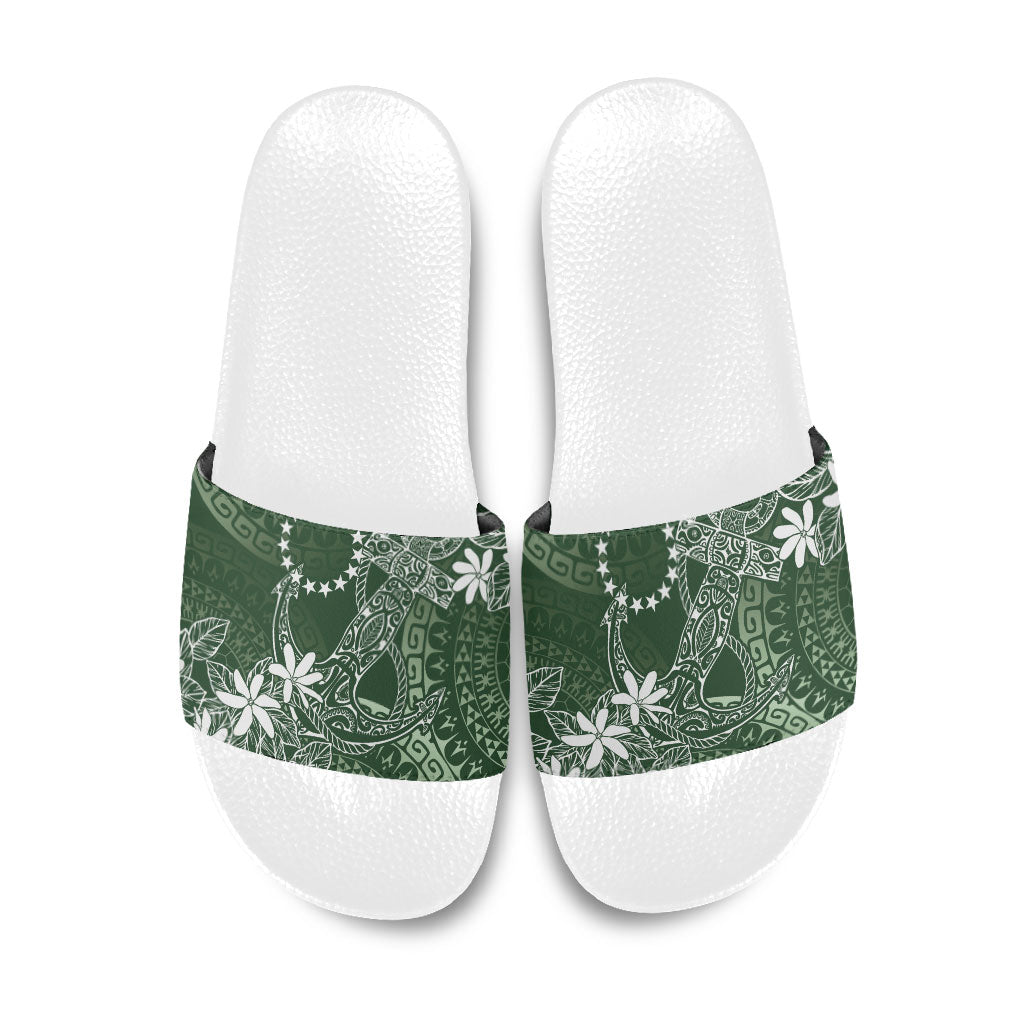 Sage Green Kuki Airani Tapakau Slide Sandals Tribal Anchor Mix Tiare