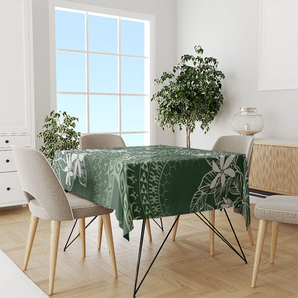 Sage Green Kuki Airani Tapakau Tablecloth Tribal Anchor Mix Tiare LT7 - Polynesian Pride