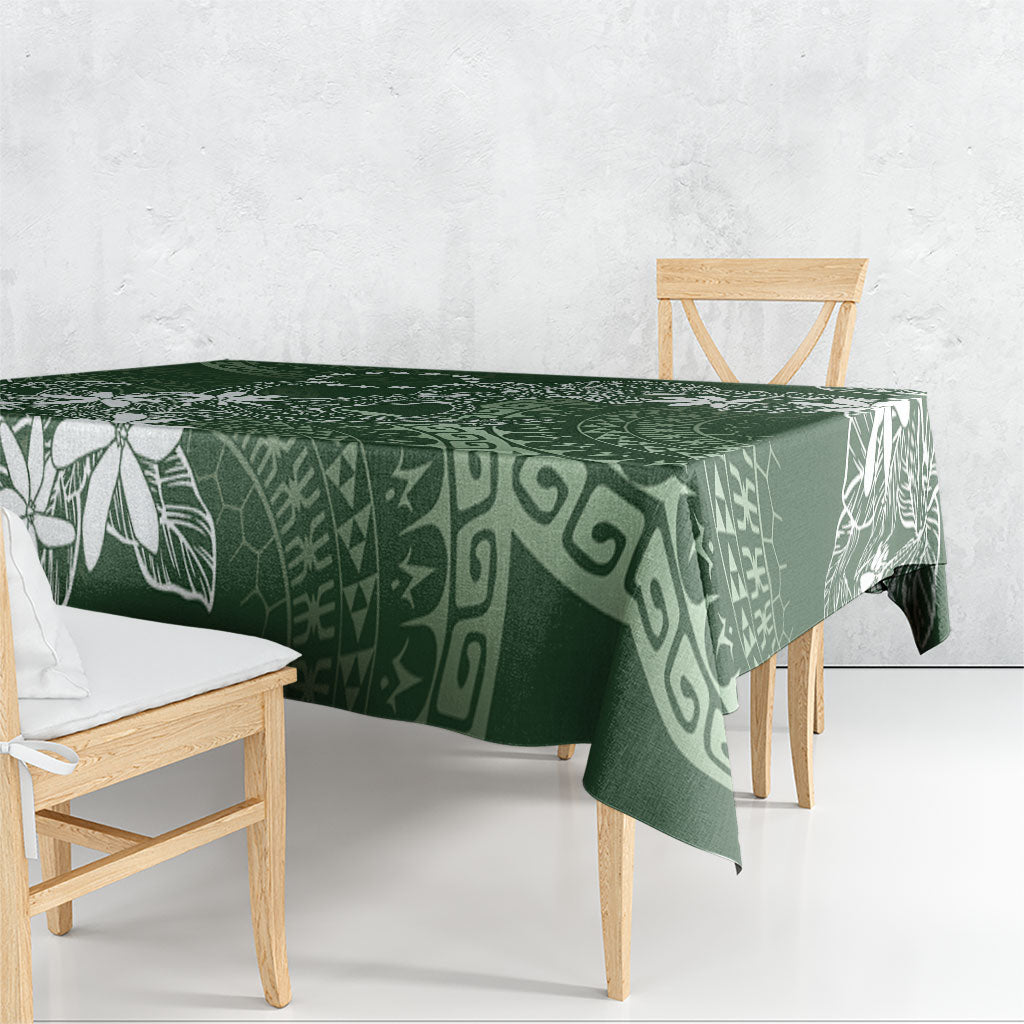 Sage Green Kuki Airani Tapakau Tablecloth Tribal Anchor Mix Tiare LT7 - Polynesian Pride