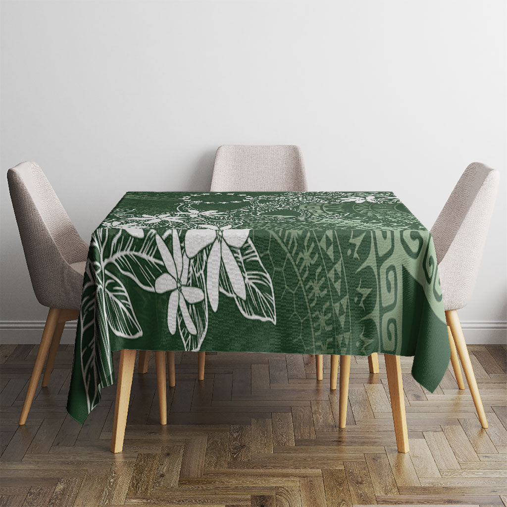 Sage Green Kuki Airani Tapakau Tablecloth Tribal Anchor Mix Tiare LT7 - Polynesian Pride