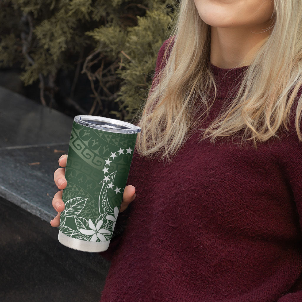 Sage Green Kuki Airani Tapakau Tumbler Cup Tribal Anchor Mix Tiare