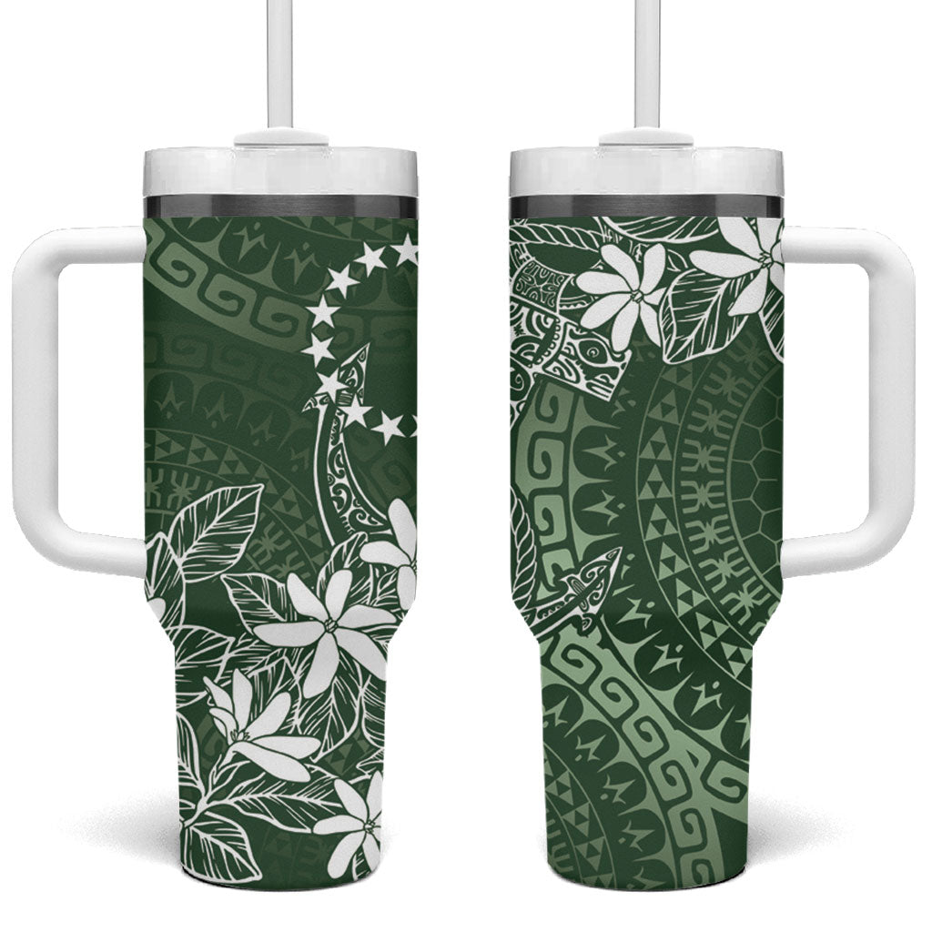 Sage Green Kuki Airani Tapakau Tumbler With Handle Tribal Anchor Mix Tiare