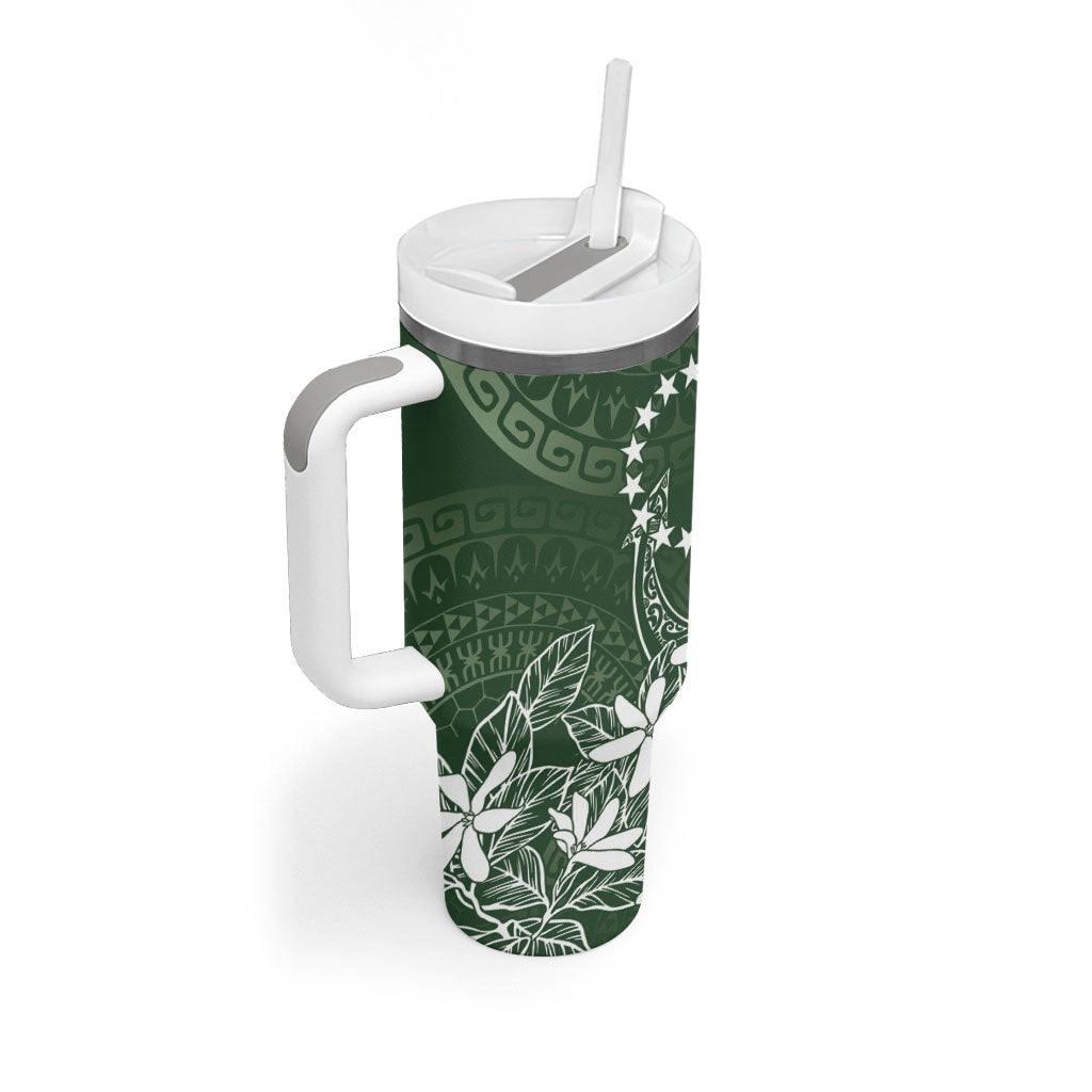 Sage Green Kuki Airani Tapakau Tumbler With Handle Tribal Anchor Mix Tiare
