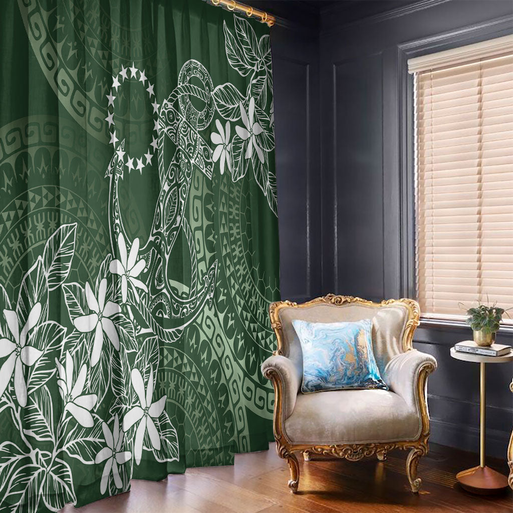 Sage Green Kuki Airani Tapakau Window Curtain Tribal Anchor Mix Tiare LT7 - Polynesian Pride