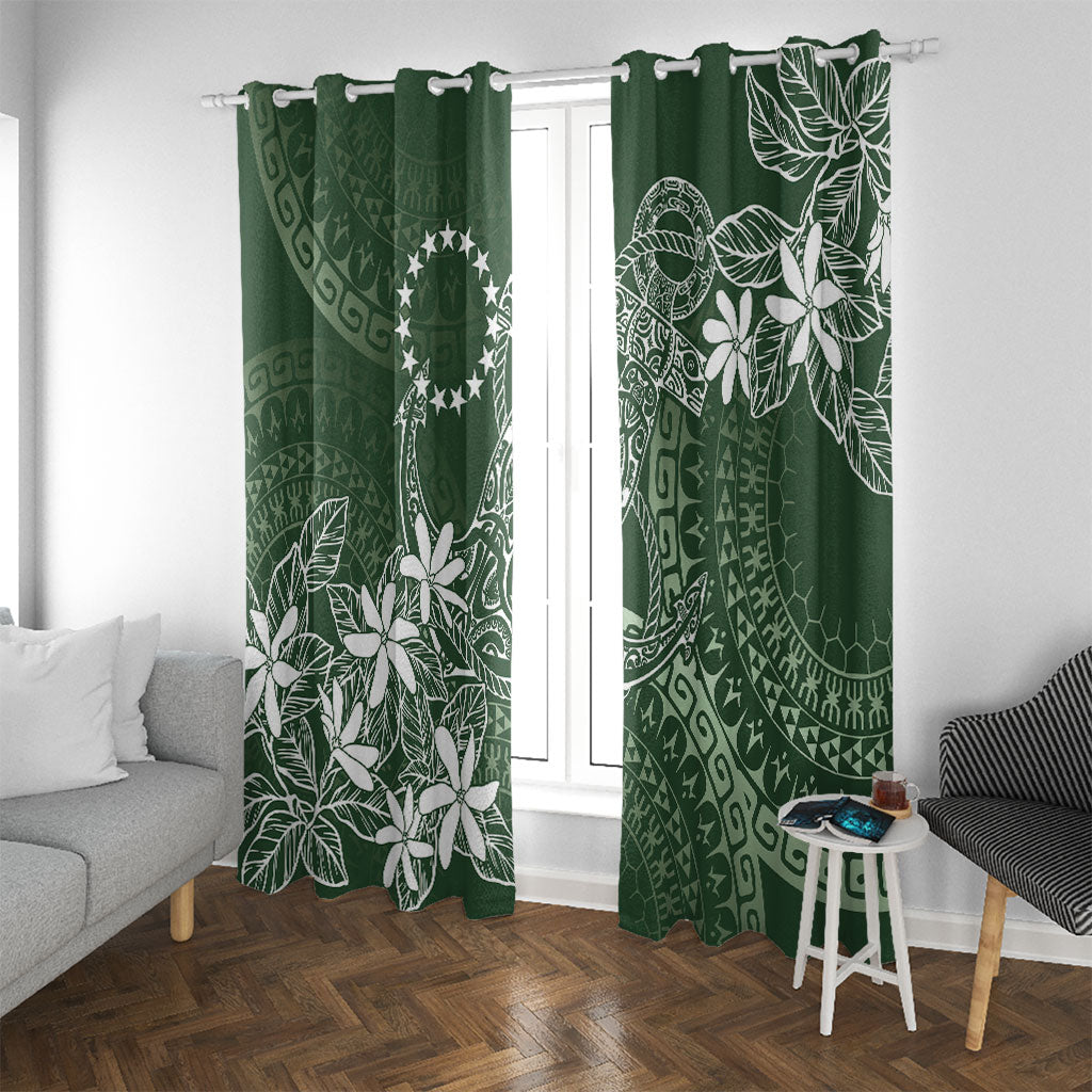 Sage Green Kuki Airani Tapakau Window Curtain Tribal Anchor Mix Tiare LT7 With Grommets Sage Green - Polynesian Pride