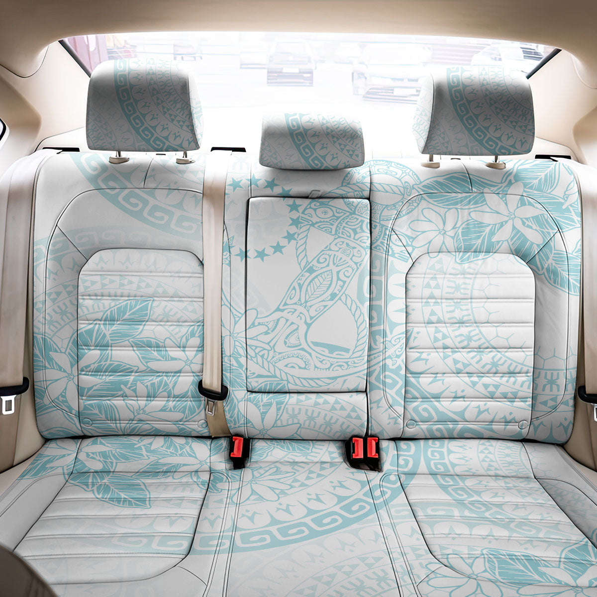 Turquoise Kuki Airani Tapakau Back Car Seat Cover Tribal Anchor Mix Tiare