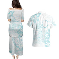 Turquoise Kuki Airani Tapakau Couples Matching Puletasi and Hawaiian Shirt Tribal Anchor Mix Tiare