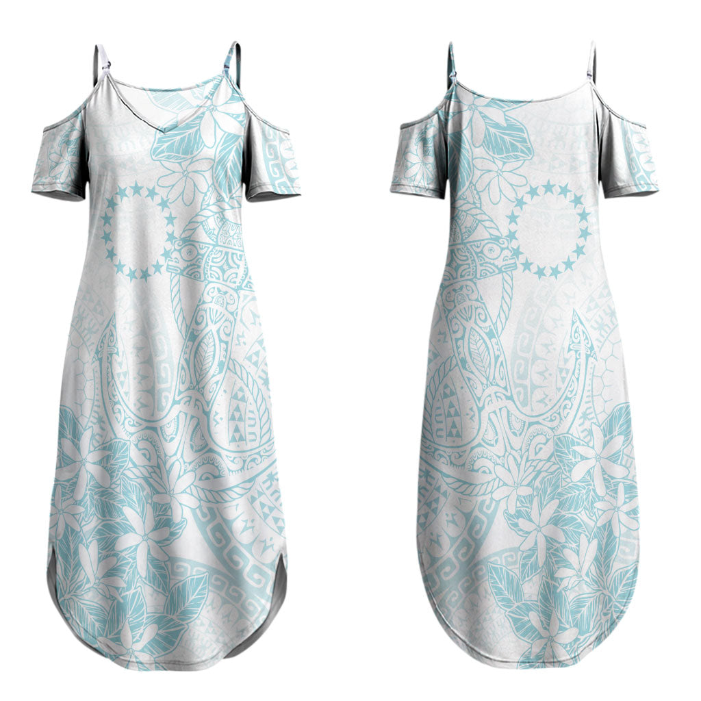 Turquoise Kuki Airani Tapakau Couples Matching Summer Maxi Dress and Long Sleeve Button Shirt Tribal Anchor Mix Tiare LT7 - Polynesian Pride