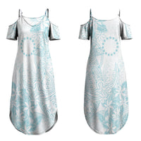 Turquoise Kuki Airani Tapakau Couples Matching Summer Maxi Dress and Long Sleeve Button Shirt Tribal Anchor Mix Tiare LT7 - Polynesian Pride
