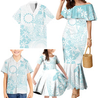 Turquoise Kuki Airani Tapakau Family Matching Mermaid Dress and Hawaiian Shirt Tribal Anchor Mix Tiare LT7 - Polynesian Pride