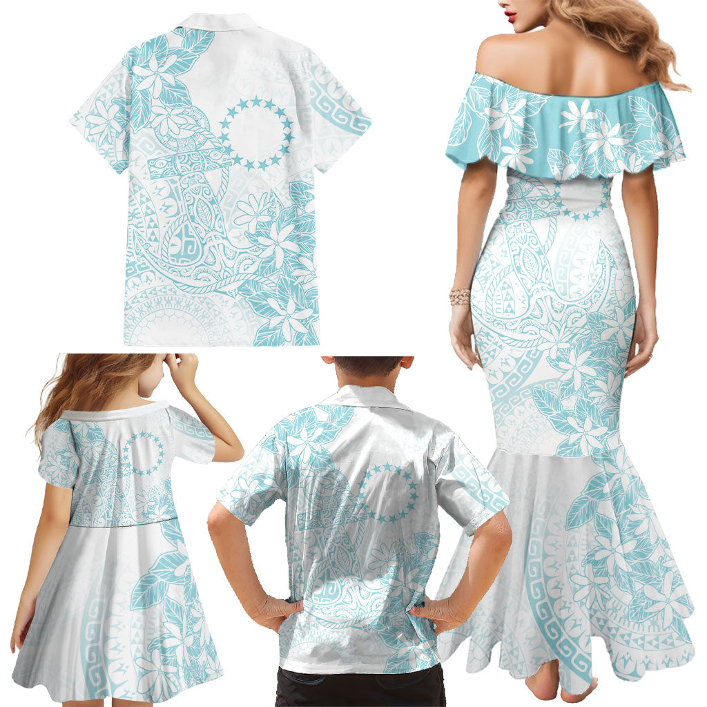 Turquoise Kuki Airani Tapakau Family Matching Mermaid Dress and Hawaiian Shirt Tribal Anchor Mix Tiare LT7 - Polynesian Pride