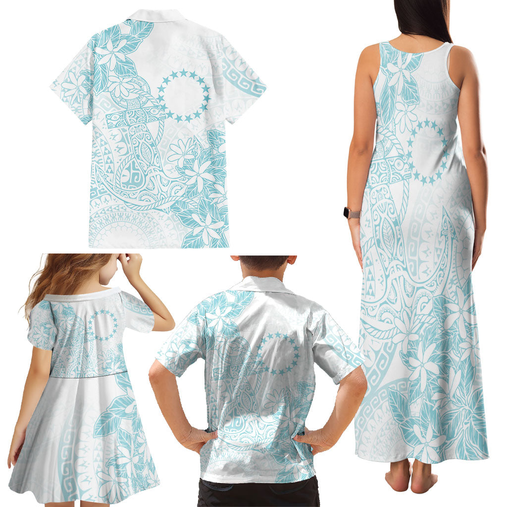 Turquoise Kuki Airani Tapakau Family Matching Tank Maxi Dress and Hawaiian Shirt Tribal Anchor Mix Tiare LT7 - Polynesian Pride