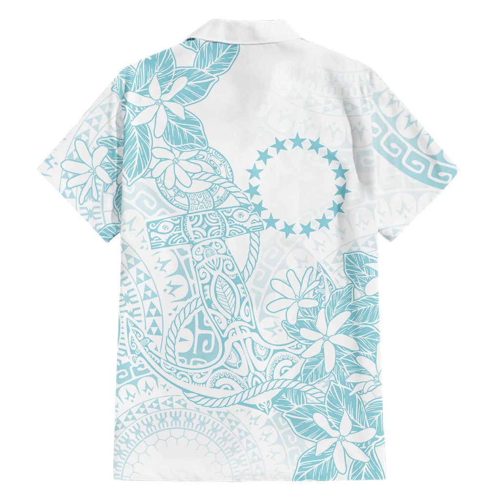 Turquoise Kuki Airani Tapakau Hawaiian Shirt Tribal Anchor Mix Tiare