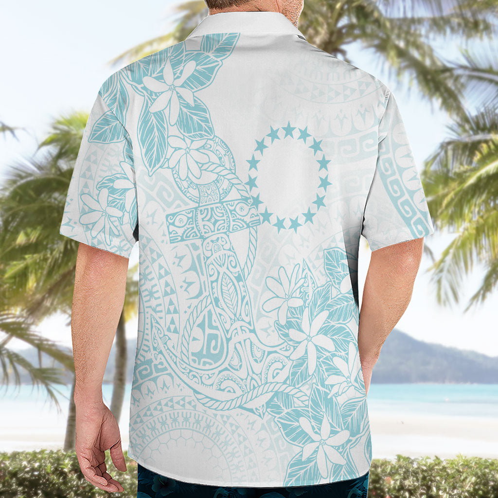 Turquoise Kuki Airani Tapakau Hawaiian Shirt Tribal Anchor Mix Tiare