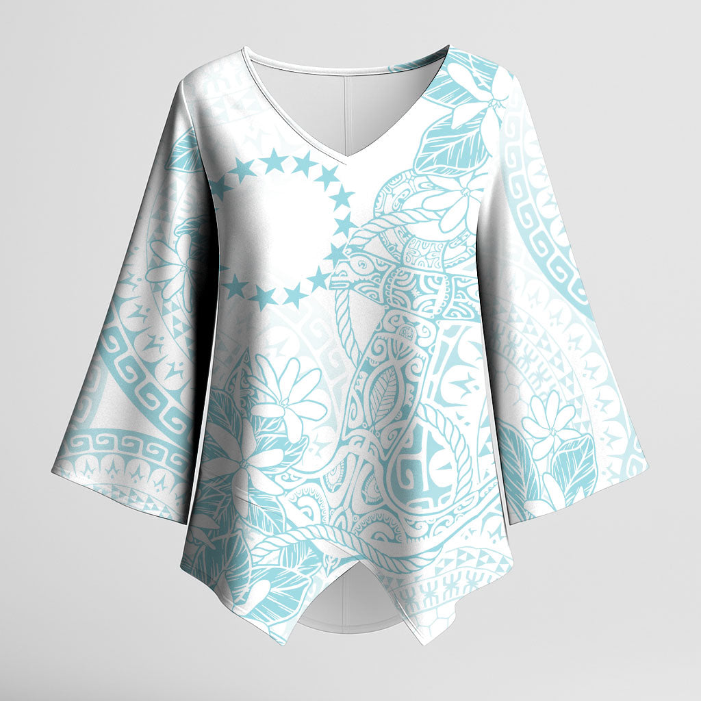 Turquoise Kuki Airani Tapakau Kimono Sleeve Blouse Tribal Anchor Mix Tiare