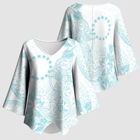 Turquoise Kuki Airani Tapakau Kimono Sleeve Blouse Tribal Anchor Mix Tiare
