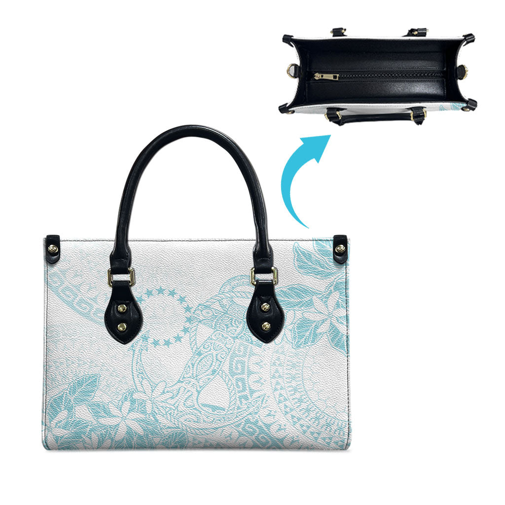 Turquoise Kuki Airani Tapakau Leather Bag Tribal Anchor Mix Tiare LT7 - Polynesian Pride