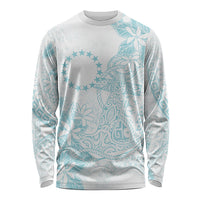 Turquoise Kuki Airani Tapakau Long Sleeve Shirt Tribal Anchor Mix Tiare