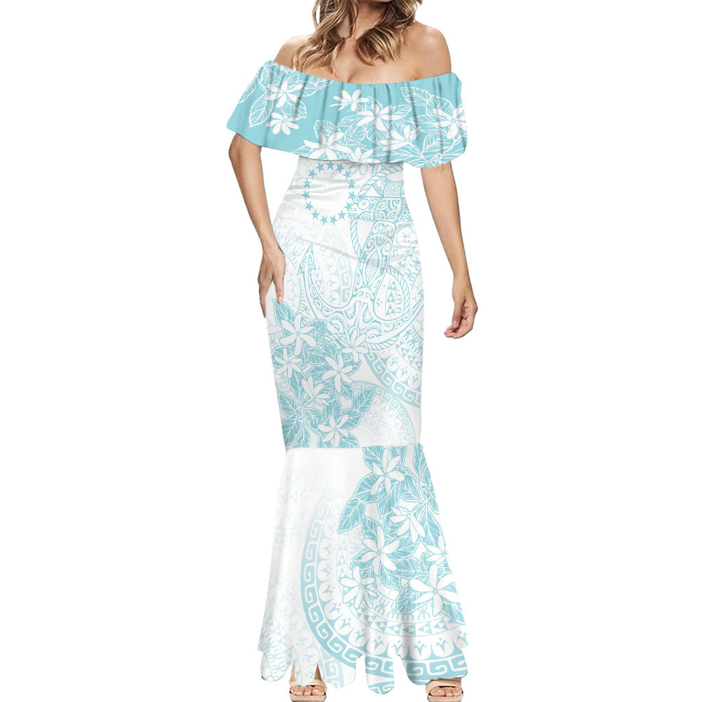 Turquoise Kuki Airani Tapakau Mermaid Dress Tribal Anchor Mix Tiare
