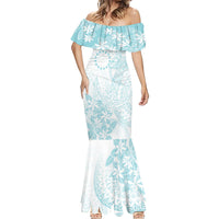 Turquoise Kuki Airani Tapakau Mermaid Dress Tribal Anchor Mix Tiare