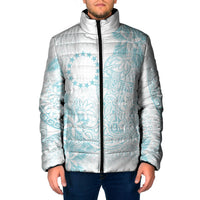 Turquoise Kuki Airani Tapakau Padded Jacket Tribal Anchor Mix Tiare