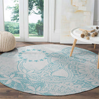 Turquoise Kuki Airani Tapakau Round Carpet Tribal Anchor Mix Tiare