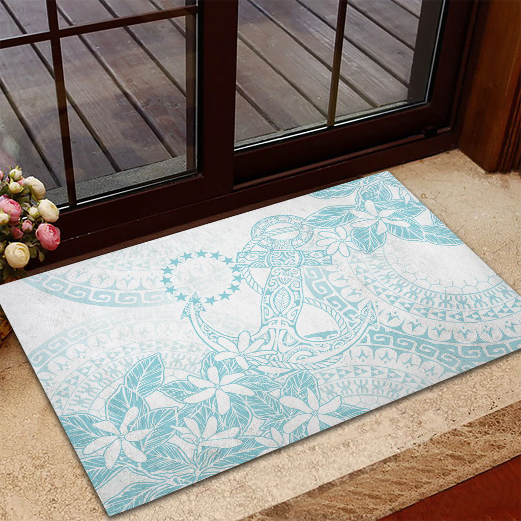 Turquoise Kuki Airani Tapakau Rubber Doormat Tribal Anchor Mix Tiare
