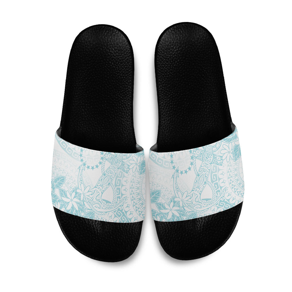 Turquoise Kuki Airani Tapakau Slide Sandals Tribal Anchor Mix Tiare