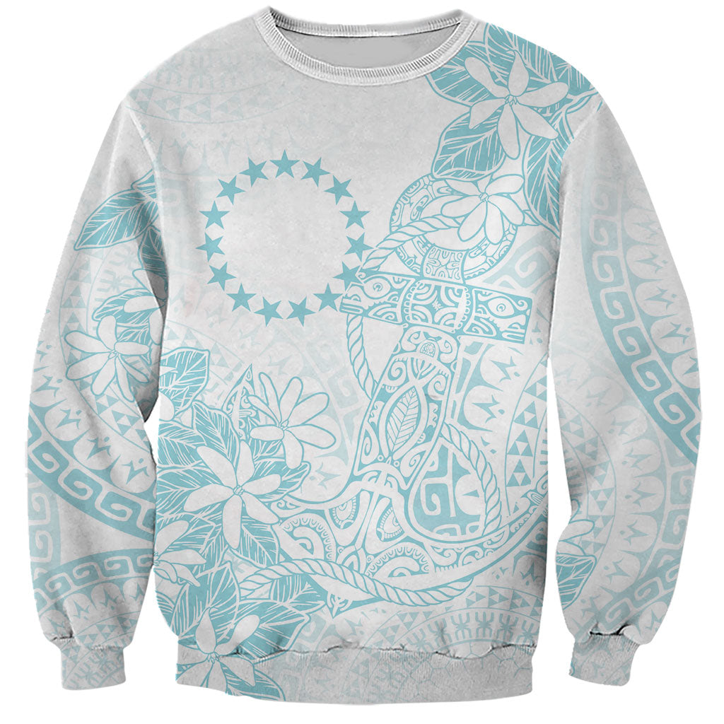 Turquoise Kuki Airani Tapakau Sweatshirt Tribal Anchor Mix Tiare