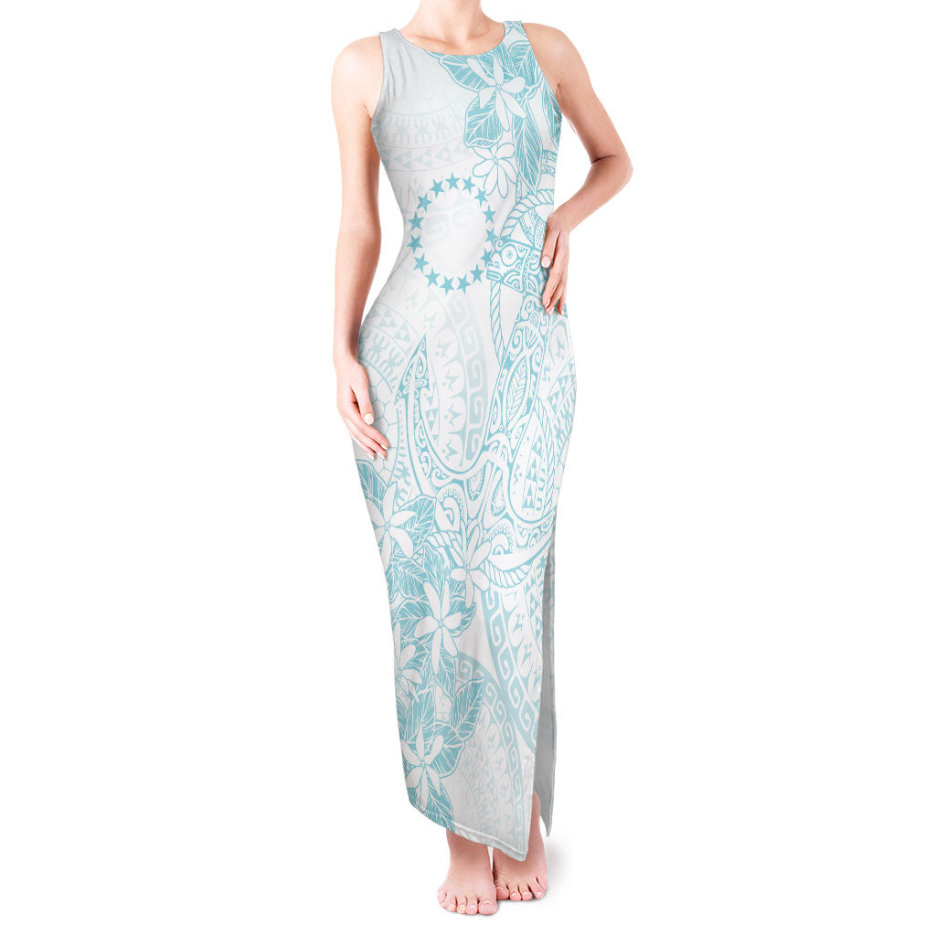 Turquoise Kuki Airani Tapakau Tank Maxi Dress Tribal Anchor Mix Tiare
