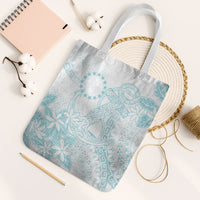 Turquoise Kuki Airani Tapakau Tote Bag Tribal Anchor Mix Tiare LT7 White Strap One Size Turquoise - Polynesian Pride
