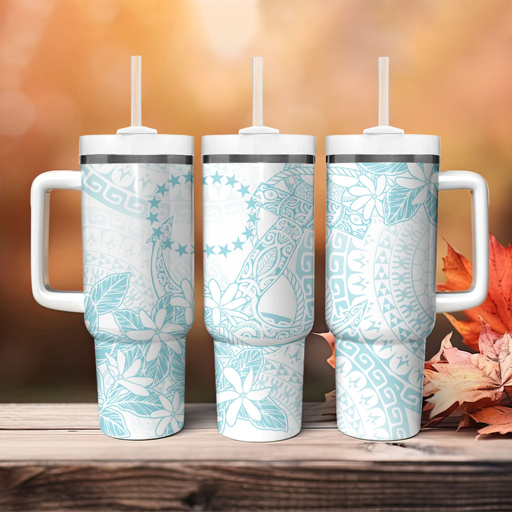 Turquoise Kuki Airani Tapakau Tumbler With Handle Tribal Anchor Mix Tiare