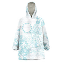 Turquoise Kuki Airani Tapakau Wearable Blanket Hoodie Tribal Anchor Mix Tiare LT7 One Size Turquoise - Polynesian Pride