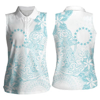 Turquoise Kuki Airani Tapakau Women Sleeveless Polo Shirt Tribal Anchor Mix Tiare LT7 - Polynesian Pride