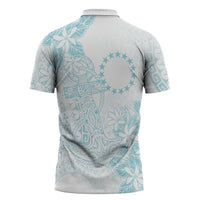 Turquoise Kuki Airani Tapakau Zipper Polo Shirt Tribal Anchor Mix Tiare