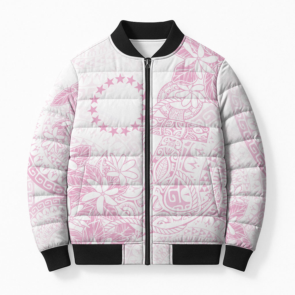 Candy Pink Kuki Airani Tapakau Bomber Puffer Jacket Tribal Anchor Mix Tiare