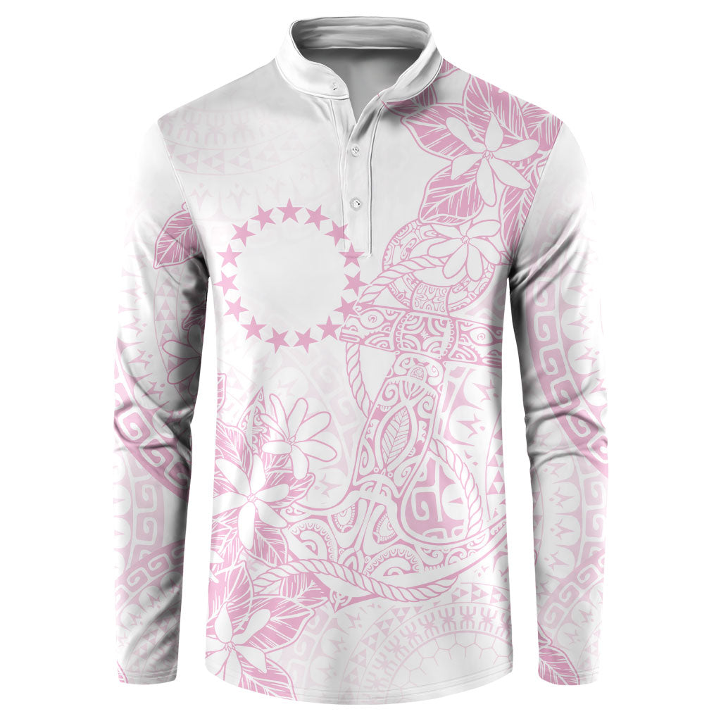 Candy Pink Kuki Airani Tapakau Button Sweatshirt Tribal Anchor Mix Tiare