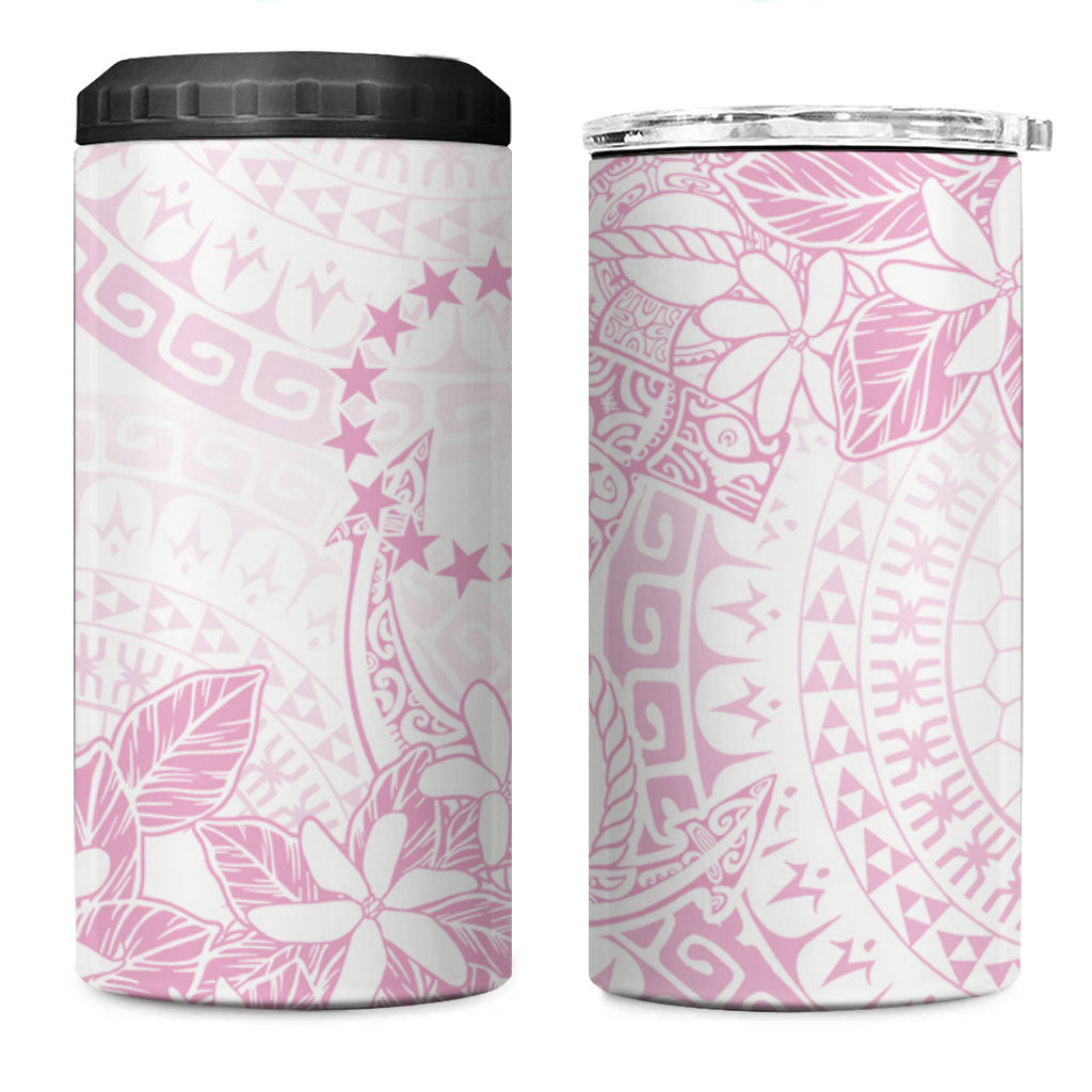 Candy Pink Kuki Airani Tapakau 4 in 1 Can Cooler Tumbler Tribal Anchor Mix Tiare