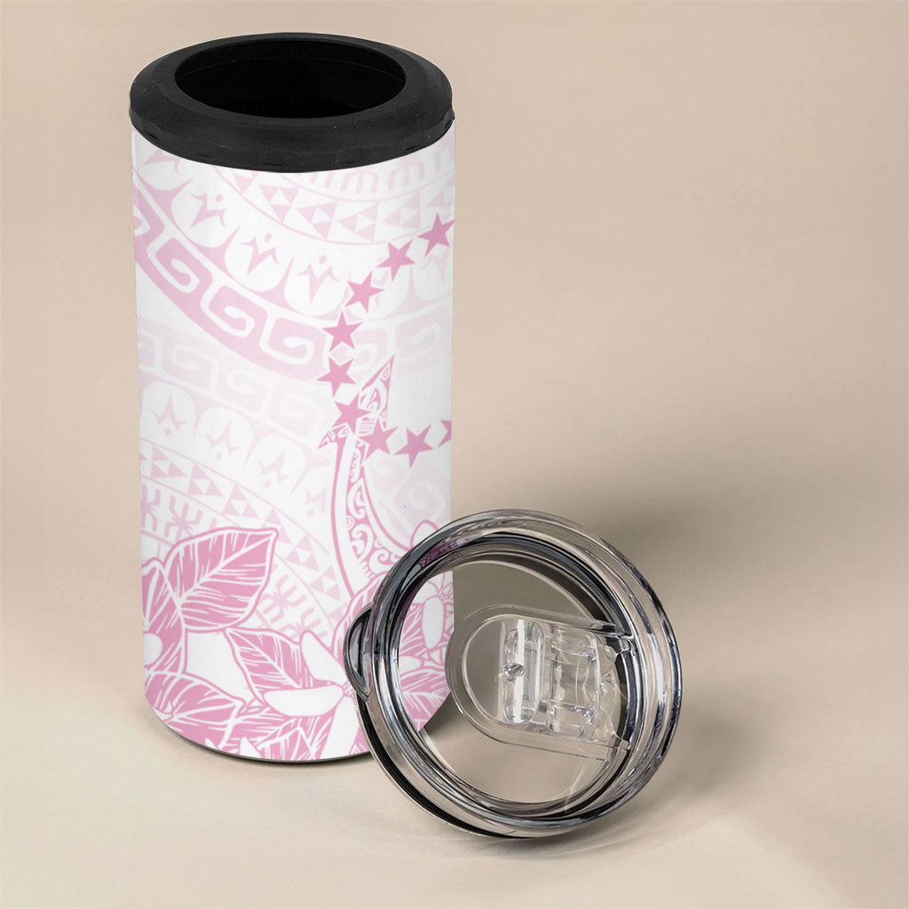 Candy Pink Kuki Airani Tapakau 4 in 1 Can Cooler Tumbler Tribal Anchor Mix Tiare