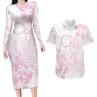 Candy Pink Kuki Airani Tapakau Couples Matching Long Sleeve Bodycon Dress and Hawaiian Shirt Tribal Anchor Mix Tiare LT7 Candy Pink - Polynesian Pride