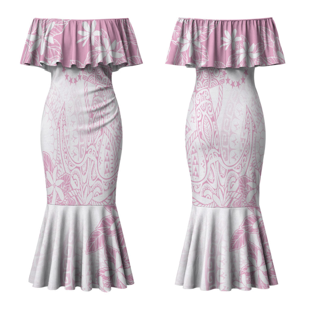 Candy Pink Kuki Airani Tapakau Couples Matching Mermaid Dress and Long Sleeve Button Shirt Tribal Anchor Mix Tiare LT7 - Polynesian Pride