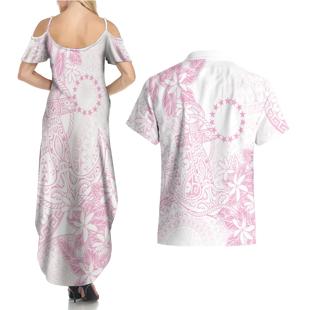 Candy Pink Kuki Airani Tapakau Couples Matching Summer Maxi Dress and Hawaiian Shirt Tribal Anchor Mix Tiare LT7 - Polynesian Pride