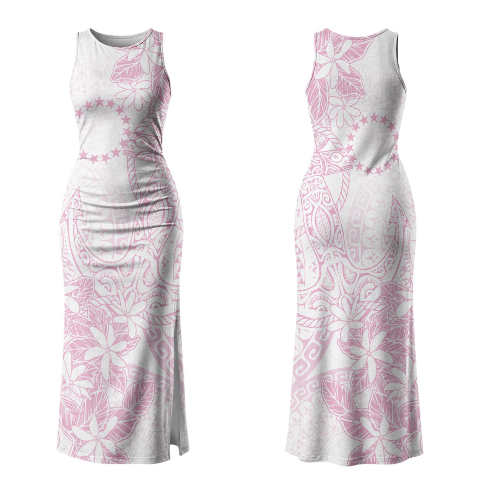Candy Pink Kuki Airani Tapakau Couples Matching Tank Maxi Dress and Long Sleeve Button Shirt Tribal Anchor Mix Tiare LT7 - Polynesian Pride